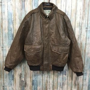 LL Bean Goatskin Leather Bomber Jacket Coat